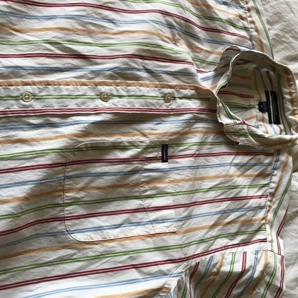 Falconable Mens Buttondown Shirt SzM MultiStripes Cotton Short Sleeves Used - Picture 1 of 8